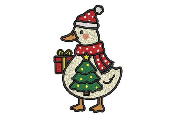 Christmas Duck with Gift Embroidery