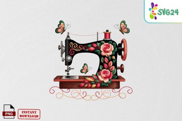 Floral Vintage Sewing Machine Embroidery