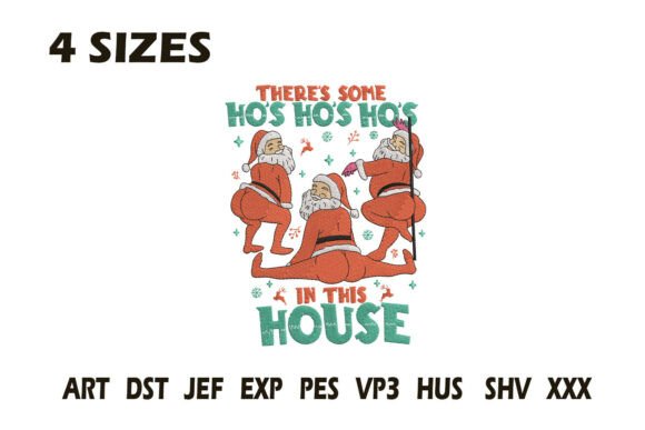 Funny Santa Ho Ho House Embroidery