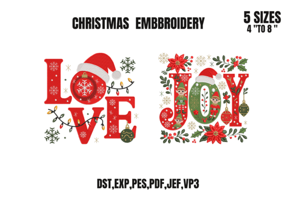 JOY LOVE Christmas Art Embroidery Bundle
