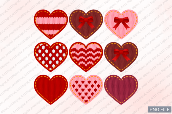 Knitted Heart Embroidery Design Set