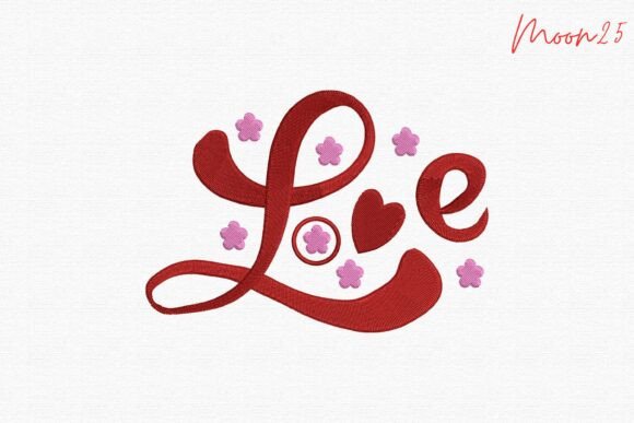 Love Script Heart Embroidery Design
