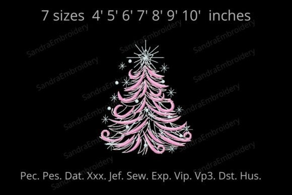 Magic Pink Christmas Tree Embroidery