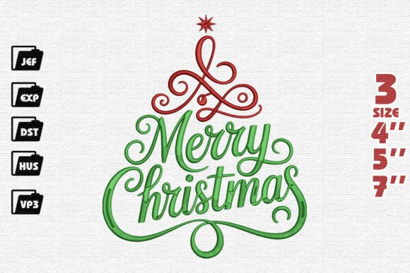 Merry Christmas Swirl Embroidery Design