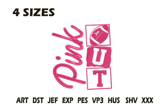 Pink Out Football Embroidery