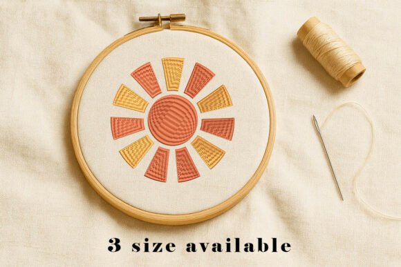 Retro Sunburst Embroidery Design