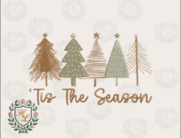 Rustic Christmas Trees Embroidery Files