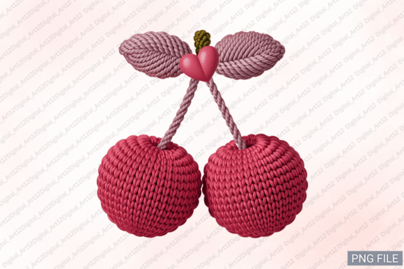 Valentine Cherry Embroidery PNG Design