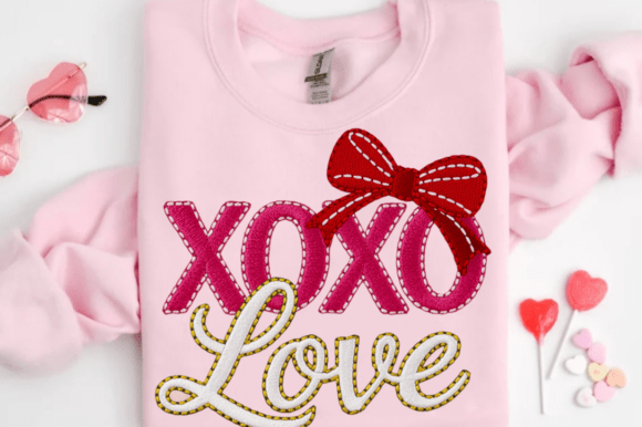 Valentine Day XOXO Love Embroidery PNG