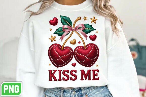 Valentine Kiss Me Embroidery PNG