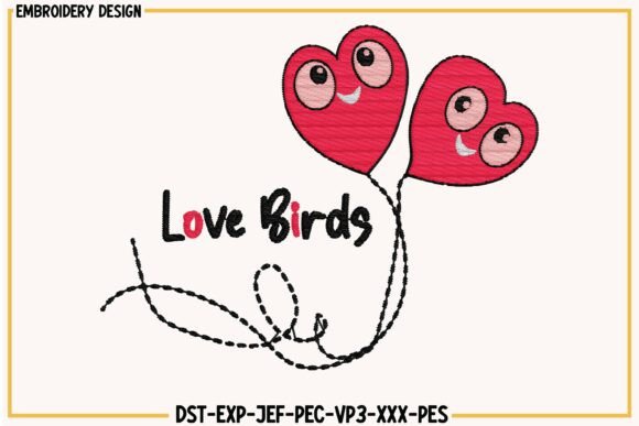 Valentine Love Birds Embroidery Design