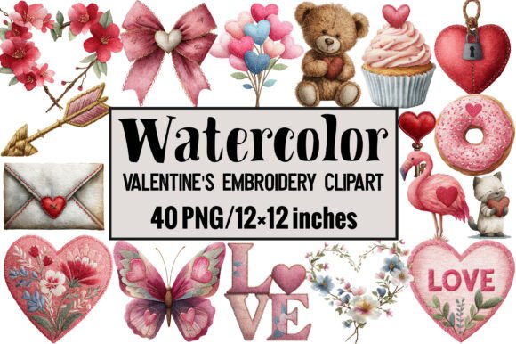 Valentine’s Embroidery Clipart