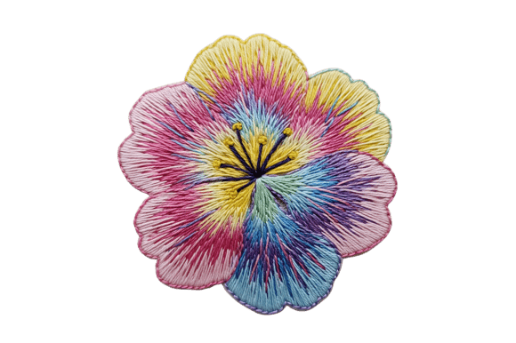 Vibrant Pansy Flower Embroidery Patch