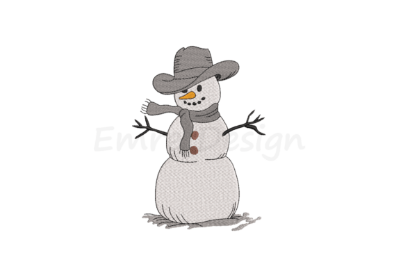Western Snowman Embroidery Design